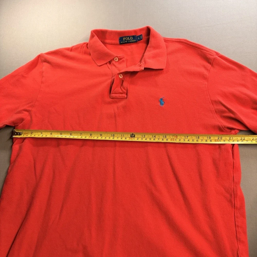 Polo Ralph Lauren Mens Polo Shirt Size L Red w Blue Pony Short Sleeve